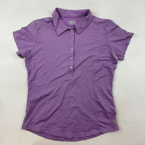 Bette & Court Purple Short Sleeve Polo Shirt Nylon Spandex Mesh Vents Size XS - Picture 2 of 10